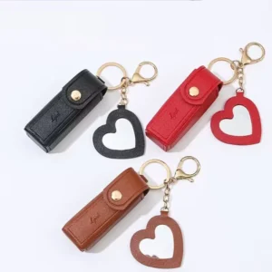 Leather Lipstick Keychain Holder