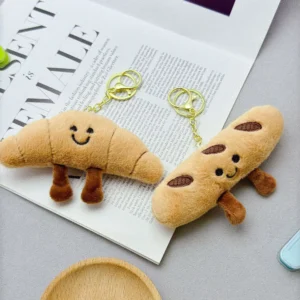 Eco-friendly Croissant Plush Keychain