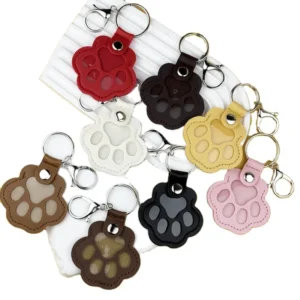 Paw Print Pu Leather Keychain