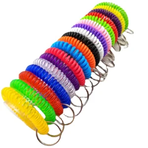 Clear Spiral Stretchable Pvc Bracelet with Flexible Plastic Wrist Coil Key Ring Chain for Fitness Gym Sports and Tagged Keys
