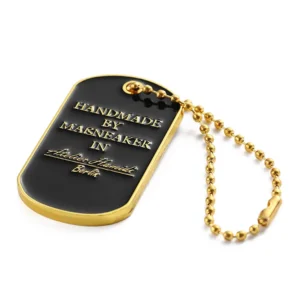 Personalized Design Id Name Metal Tag Soft Enamel Dogtag Mens Dog Pendant Keychain with Short Ball Chain