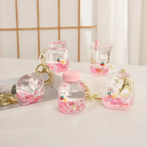Cute Pink Liquid Keychain