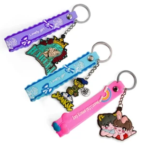 Key Ring Promotional Silicone Chain Wristlet Kawaii Pvc Keychain Accessories