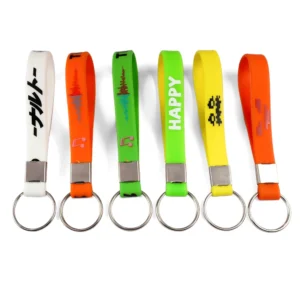 Cute Soft Rubber Band Silicone Bracelet Wrist Bands Wristlet Strap Key Chains Printed Concert Wristband Keychain