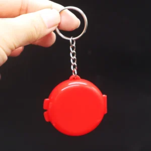Round Plastic Pill Box with Keychain