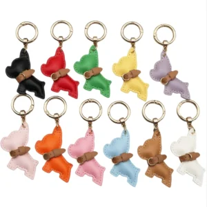 Cute Dog Leather Keychain Pendant