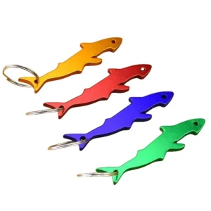 Metal Shark Bottle Opener Keychain