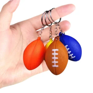 Customized Stainless Steel Rugby Ball Keychain