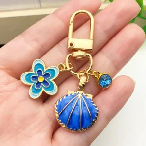 U-shaped Metal Keychain with Flower Design