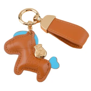 Leather Pony Pendant Keychain Charm