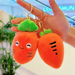 Kawaii Closed-eye Carrot Plush Key Ring