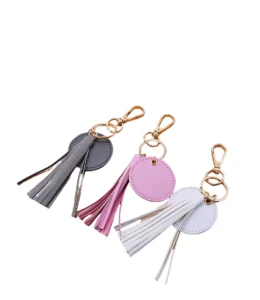 Personalized Round Leather Keychain