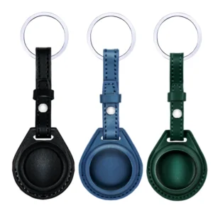 Recycled Leather Airtag Keychain Holder