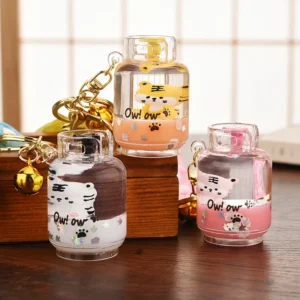 Cute Cartoon Gas Tank Liquid Keychain