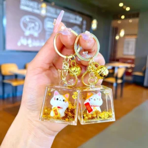 Fortune Cat Liquid Motion Keychain