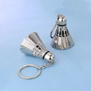 Silver Badminton Keychain Pendant