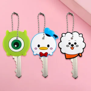 Cartoon Anime Key Cover Holder Caps Cute Silicone Pvc Keychain Rubber Chains Promotional Gift Covers