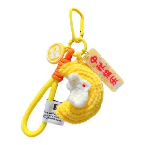 Plush Crocheted Moon Rabbit Keychain