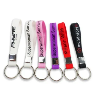 Rubber Strap Key Ring Cute Keychain Wrist Bracelet Wristlet Lanyard Chain