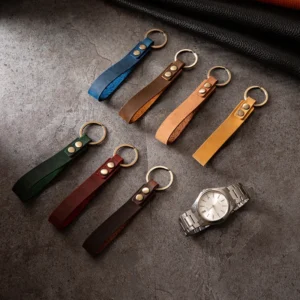 Vintage Leather Keychain with Logo